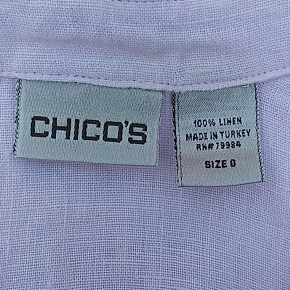 🎈Chico's 100% Linen Snaps Button Down Shirt Sz 0 - Picture 6 of 7